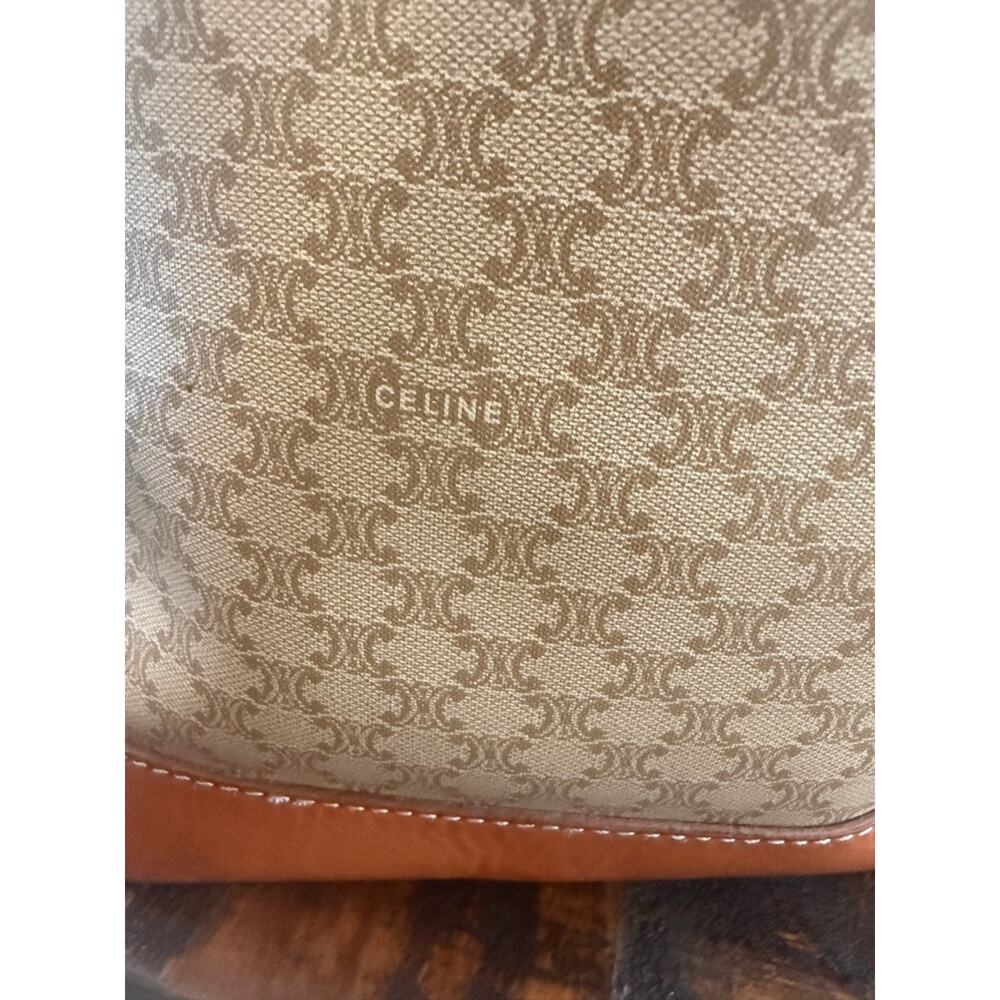 Celine Beige & Brown Canvas Bucket Shoulder Bag - Picture 2 of 12